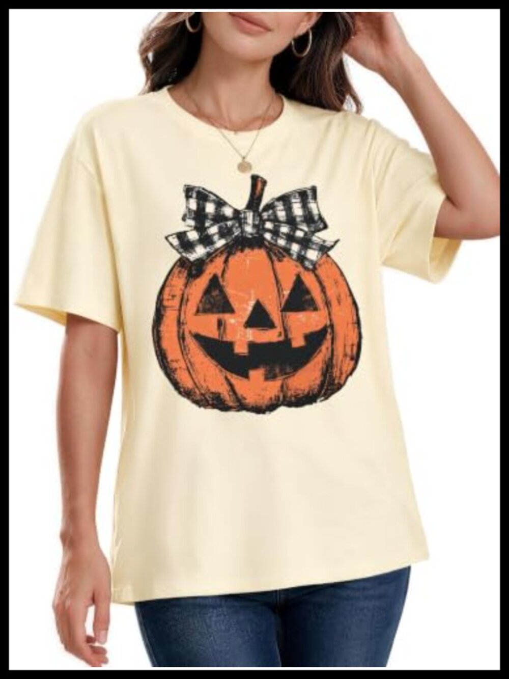 Women's Halloween Graphic Tee Short Sleeve Crew Neck Oversized T-Shirt Fall